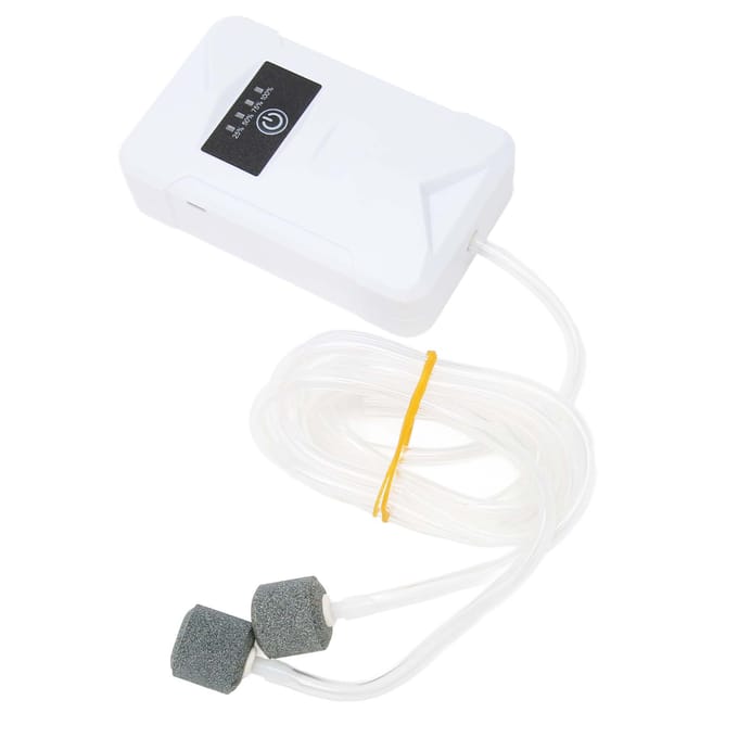Aquarium Zuurstofpomp Stil USB Oplaadbaar 2 Voedingsmodi Dubbele Uitlaat Draagbaar Vissenkom white