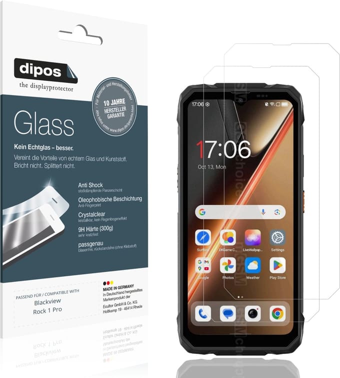 dipos – 2x Pantserfolie geschikt voor Blackview Rock 1 Pro | 9H Screenprotector