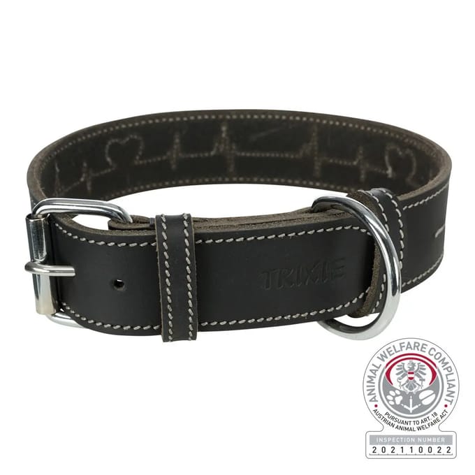 Halsband in gewaxt en distressed lederen hartslag Trixie