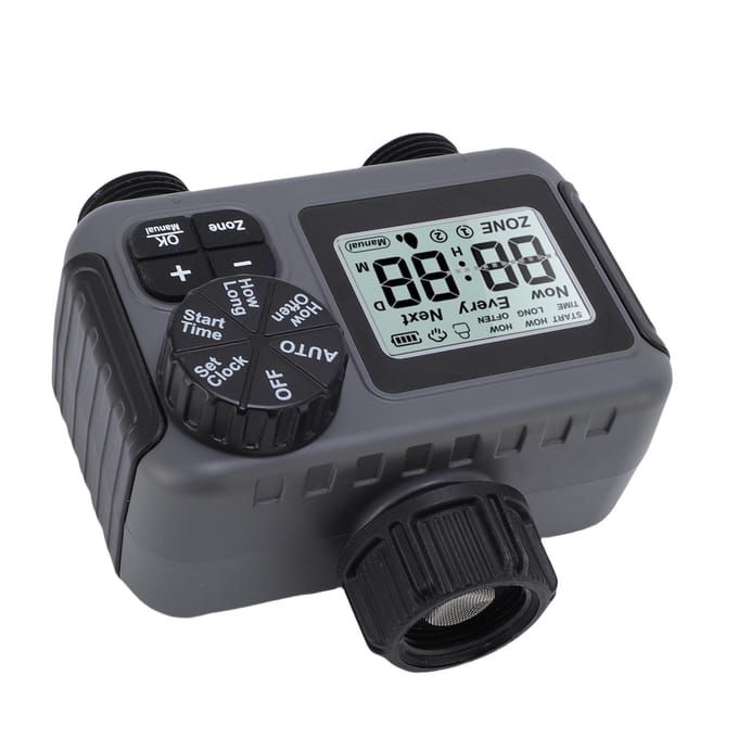 Minuteur d'arrosage à 2 sorties programmable pour tuyau Arrosage Minuteur Délai Pluie Irrigation Manuelle Automatique pour gray