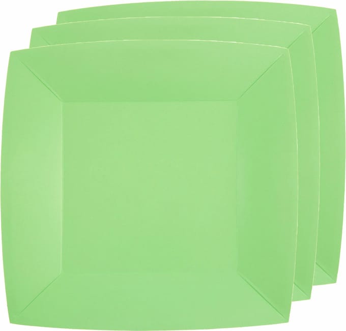 Santex Feest gebaksbordjes - mintgroen - 10x - karton - 18 cm - vierkant - kartonnen feestbordjes