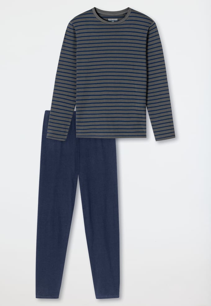 Schiesser heren pyjama extra lang - Antraciet - Casual Essentials - 106