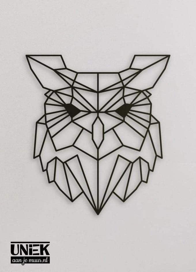 Wanddecoratie Polygon | Uil - M (36x40cm)