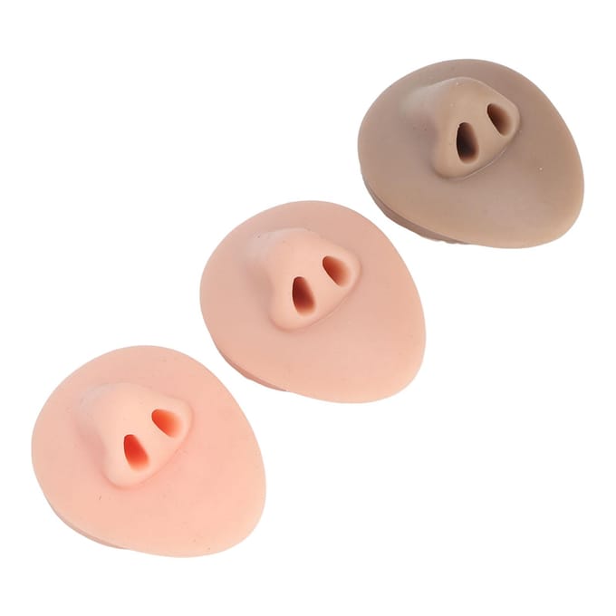 3 stuks Siliconen Neusmodel 3D Gesimuleerd Neusmodel met Acrylstandaard voor Piercing Oefening Display beige