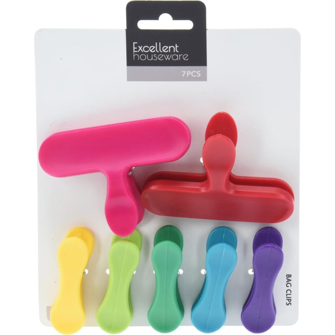 Set van 7 transparante vershoudclips