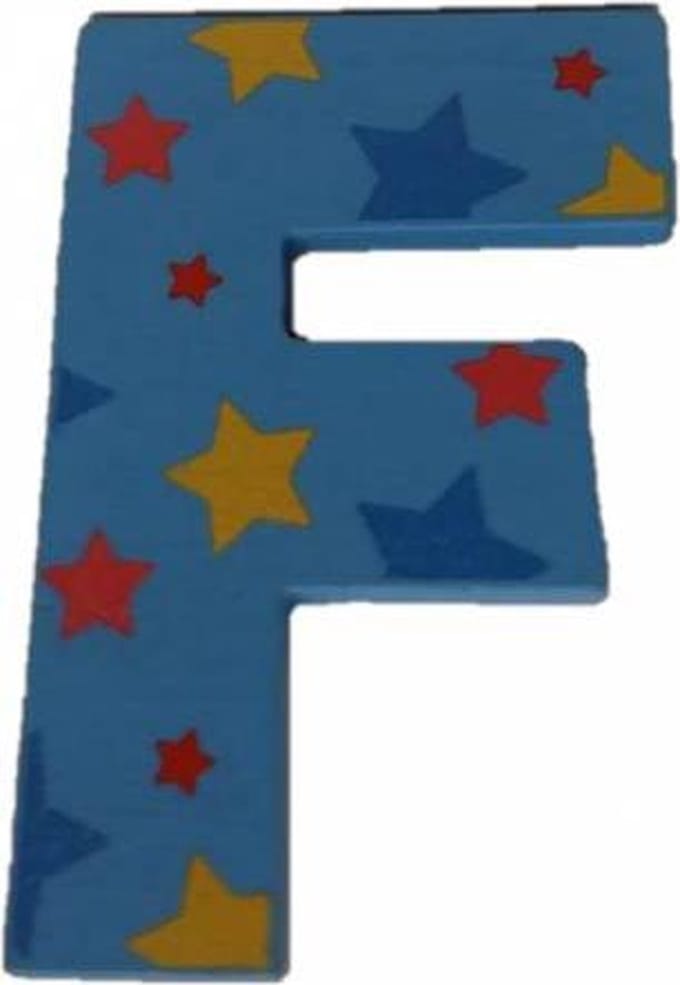 Decoratieletter - F - Hout - 7cm - Blauw