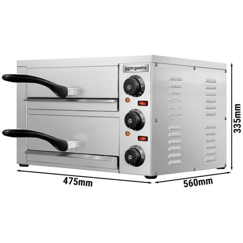GGM Gastro Elektrische mini pizzaoven / flammkuchenoven- 2 kamers - 2 × Ø 33 cm - Handmatig