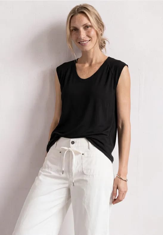 Shirt met afhangende schouders en elastische zoom