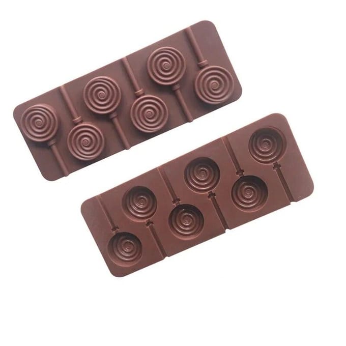 Moule à sucettes en silicone rond réutilisable, mignon, fleur, gelée, bonbons, chocolat, ustensiles de cuisson, outils de décoration de gâteaux marron