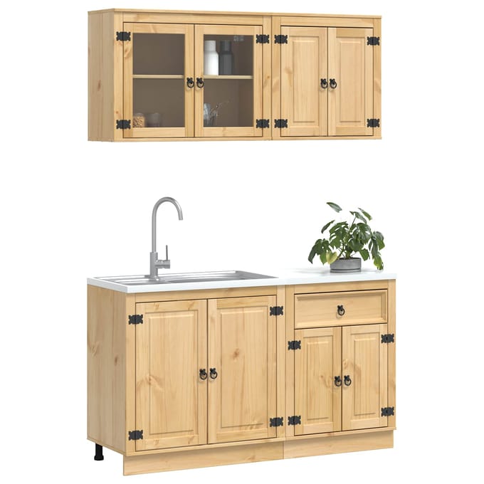 vidaXL - Kast - SKI - 4 - st - HoningBruin - Massief - grenenhout