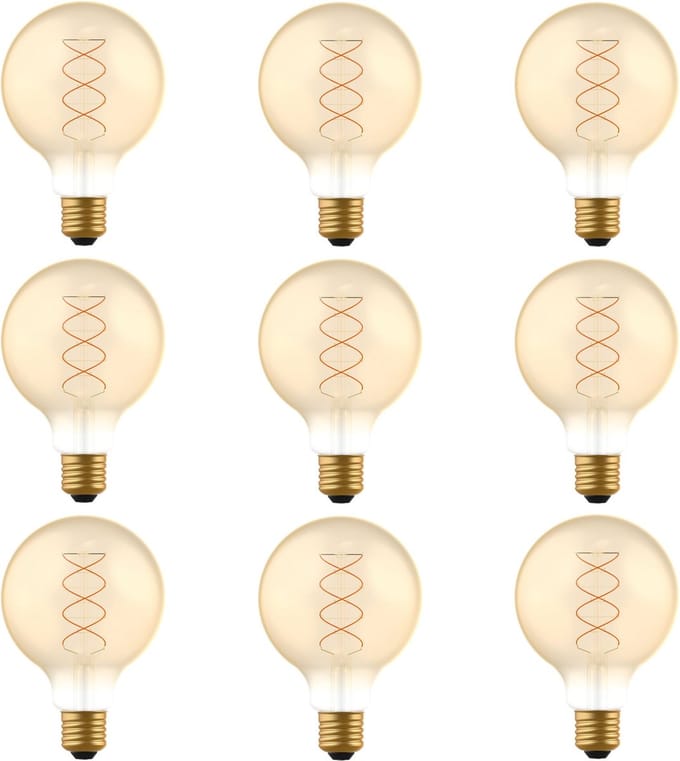 LED VINTAGE E27 Filament lamp - ⌀ 95 mm – Dimbaar – 9-pack G95 led lampen