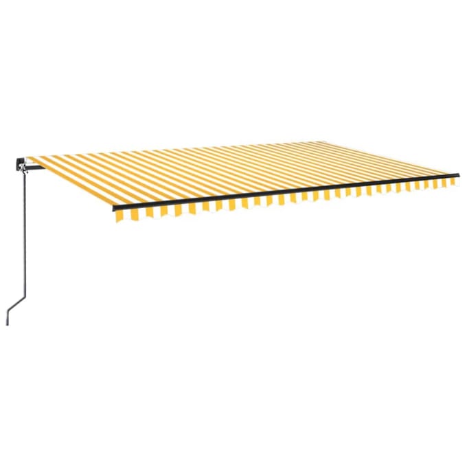 vidaXL - Luifel - handmatig - uittrekbaar - met - LED - 500x300 - cm - geel - en - wit