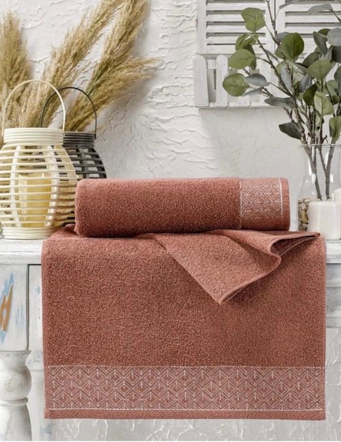 Lubna Home Badhanddoekset 2 Pack 70x140 cm-50x90 cm Gekamde Katoen SONA TERRA