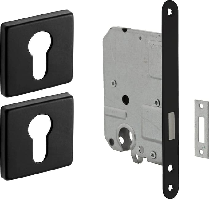 Eliot® profielcilinder rozet set - incl. kastslot profielcilinder - mat zwart