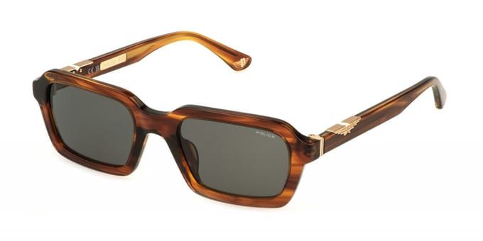 Police SPLL14 Marrone striato+cognac 53/21/145 MAN Zonnebrillen