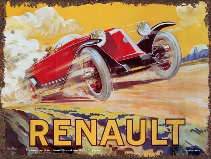 Metalen Bord 30x40 Renault Aquarelle