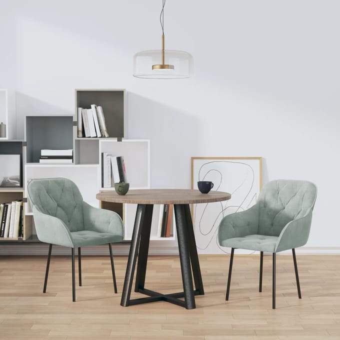 vidaXL - Eetkamerstoelen - 2 - st - fluweel - lichtgrijs