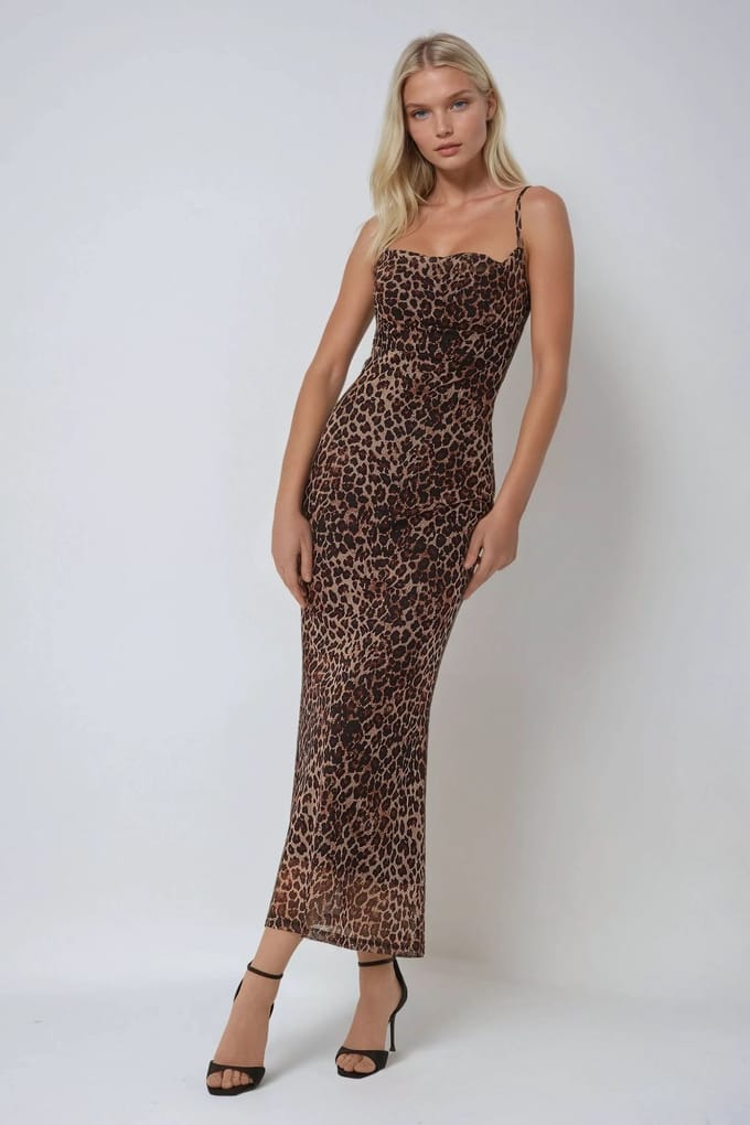 Geprinte Bodycon Maxi Jurk