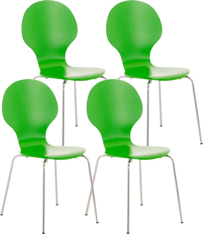CLP Diego Set van 4 stapelstoelen Hout/groen