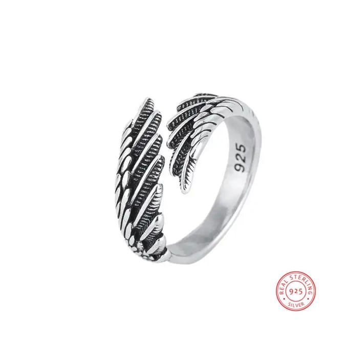 Soraro Angel Vintage Ring | 925 Silver | Vleugel | Klemring | Vintage Look