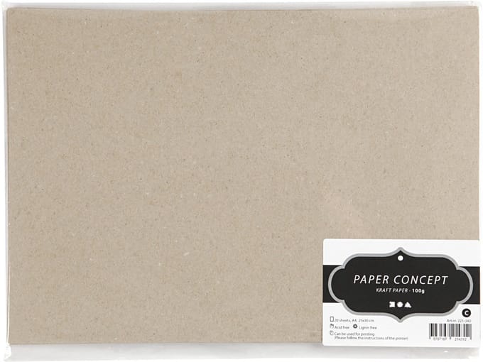 Kraft-Papier, A4, vel 210x297 mm, 135 gr, grijs bruin, 20 vel/ 1 doos