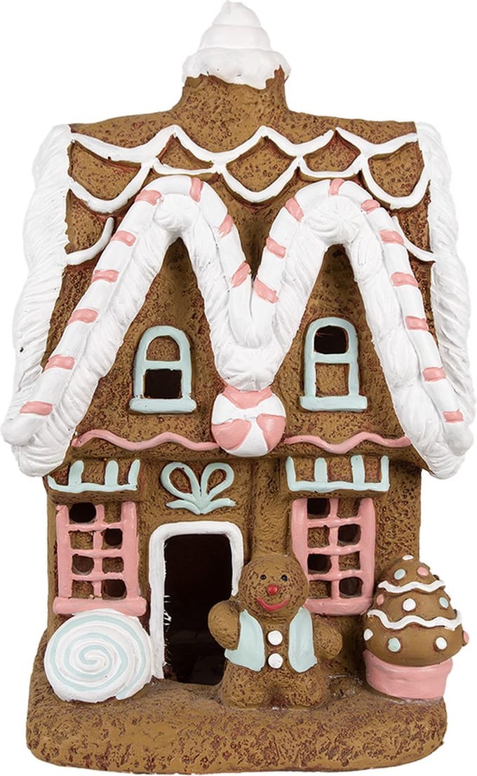 Clayre & Eef Gingerbread house met LED 39 cm Bruin Magnesium (MGO)