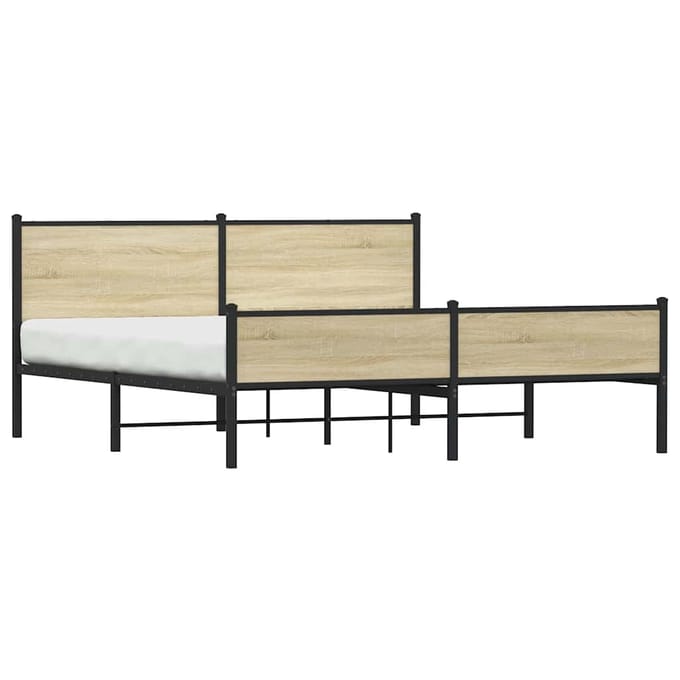 vidaXL - Bedframe - zonder - matras - metaal - sonoma - eikenkleurig - 183x213 - cm