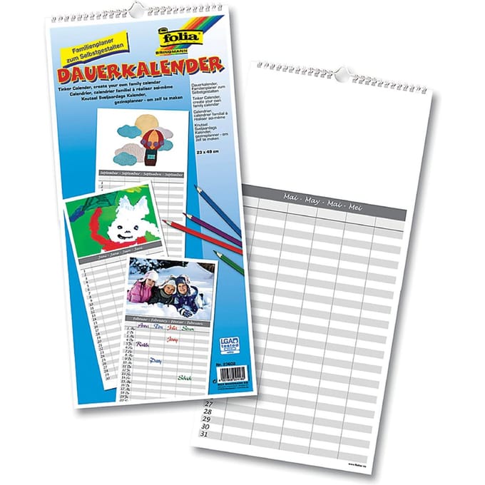 folia Creatieve Muurkalender 'Familieplanner', 230 x 490 mm