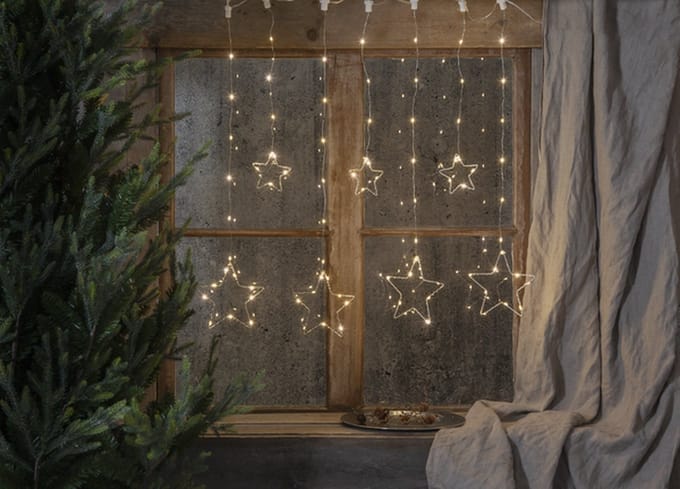 Lichtgordijn LED met sterren 1,8 m - 20 lampjes