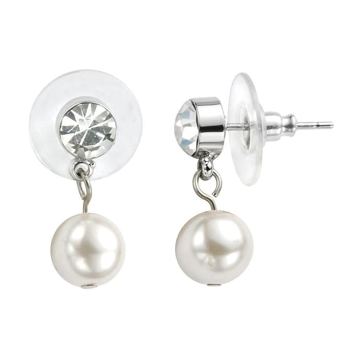 Behave - Oorsteker met parel en strass steen - 1,9 cm - Nikkelvrij