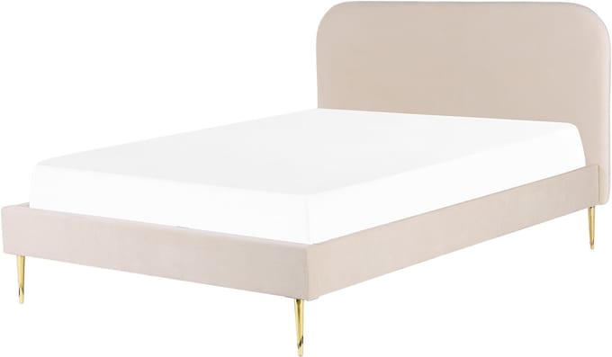 FLAYAT - Tweepersoonsbed - Lichtbeige - 160 x 200 cm - Fluweel
