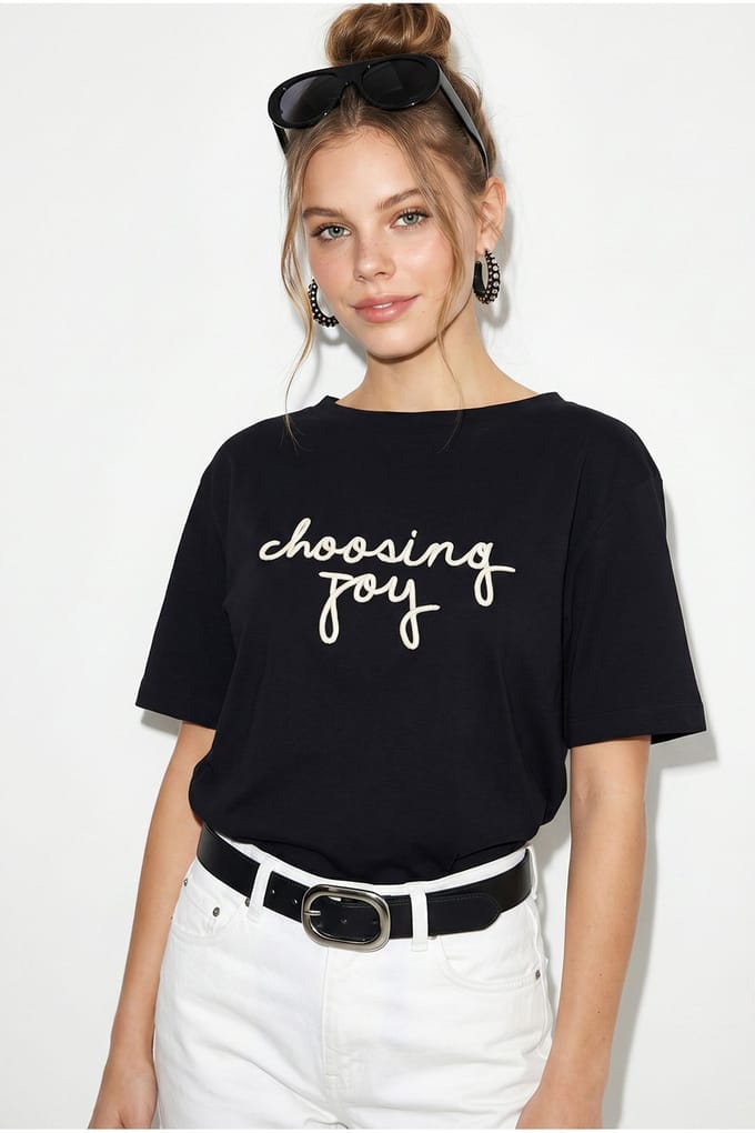 Dames Katoenen Bootnek Bedrukt T-shirt
