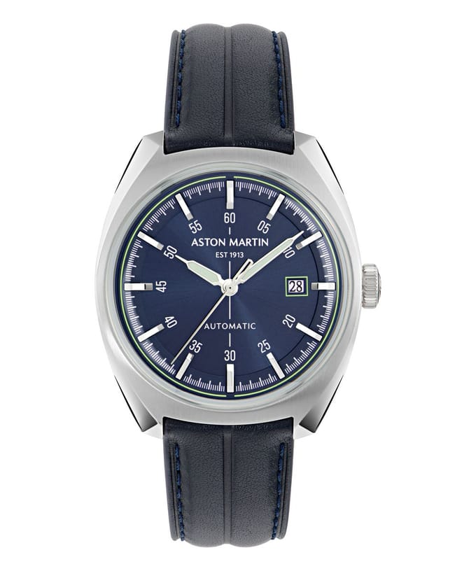 Aston Martin Timeless TS2 MTTS2S604 Horloge - Leer - Blauw - Ø 41 mm