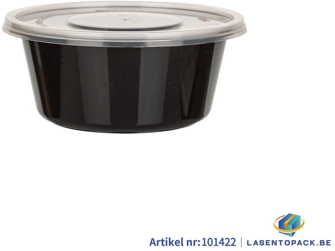 100x Zwarte Sauscup met Transparante Deksel – PP – Ø90mm