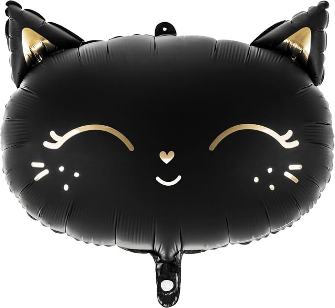PARTYDECO - Zwarte kat aluminium ballon 48 x 36 cm voor Halloween