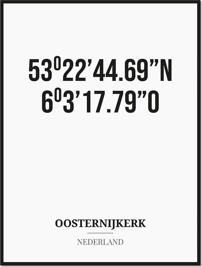 Poster/kaart OOSTERNIJKERK met coördinaten