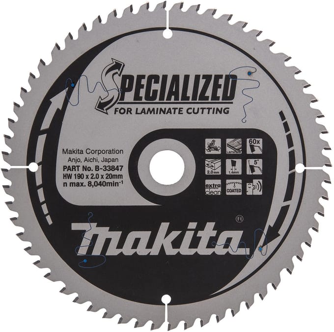 Makita B-33847 Afkortzaagblad Gemelamineerd | Specialized | 190 x 20 mm | 60-tands