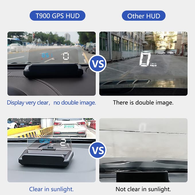 Auto HUD Display, HUD Head Up Display Snelheidsmeter Auto Veilige Rijcomputer Snelheid zwart