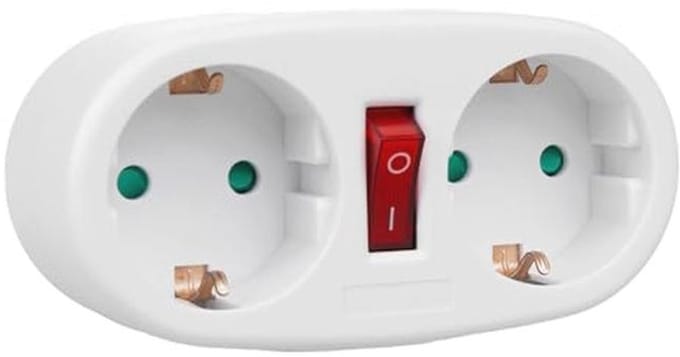 Stopcontact Splitter met 2 Stopcontacten en Aardlekschakelaar Type F 2x16A