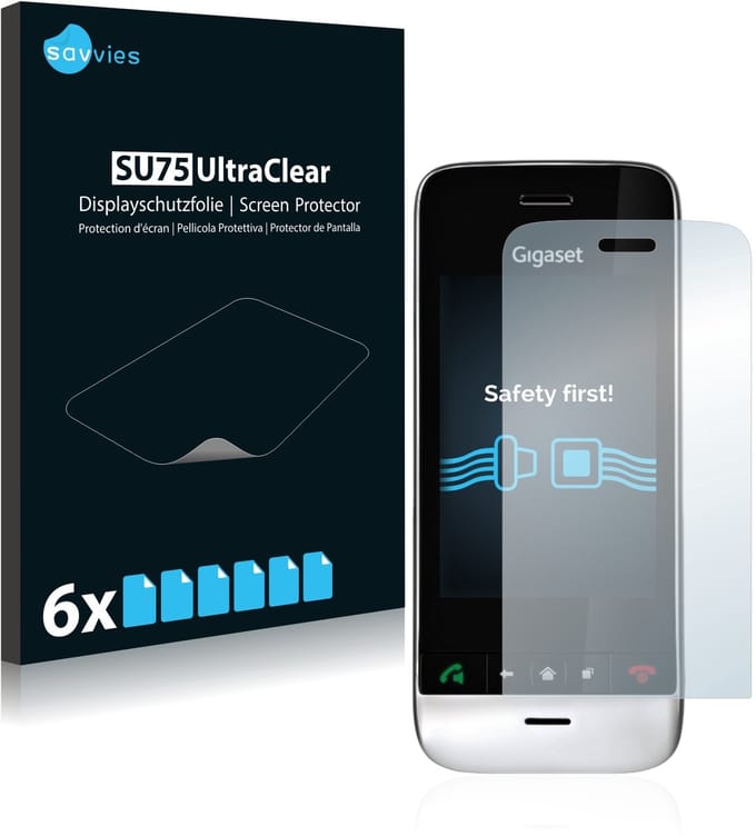 Savvies - Screenprotector voor Gigaset SL910 (langwerpige uitsparing) - Folie Beschermfolie transparant 6 Stuks