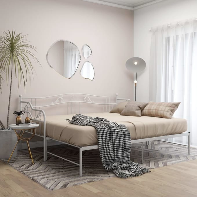 vidaXL - Slaapbank - uittrekbaar - metaal - wit - 90x200 - cm