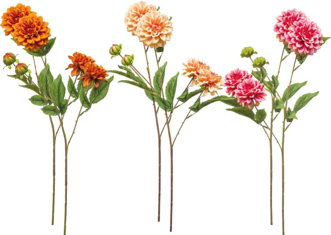 Emerald - Kunstbloem Dahlia mini 68cm - Set van 6 - Kunstplant voor binnen