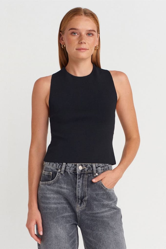 Mouwloze Cut-Out Gebreide Blouse