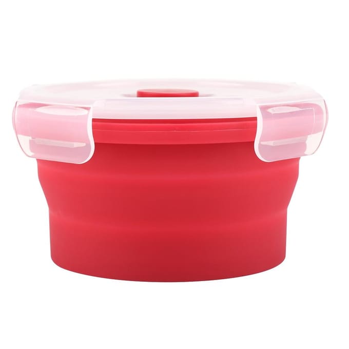 350ml Ronde Siliconen Bento Box Opvouwbare Lunchbox Magnetron Voedselcontainer (Rood) Red red