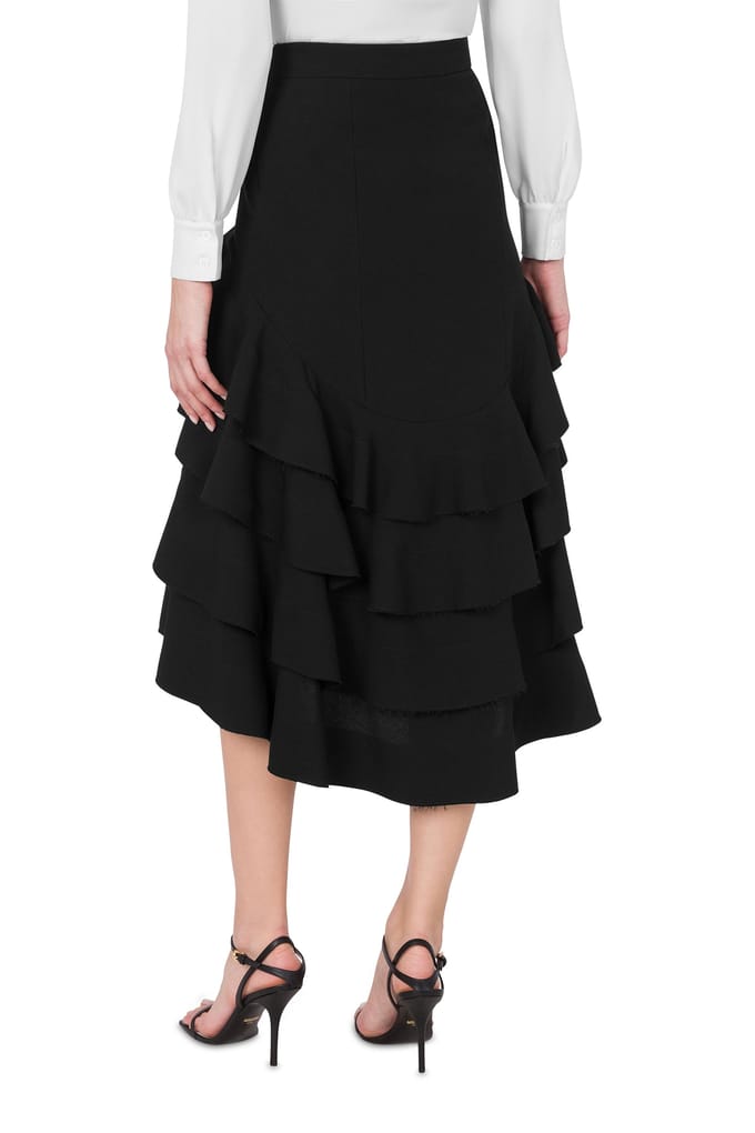 Moschino Crepe Midi Skirt With Ruffles Black Größe: 38 | Midiröcke Outlet | Damen | Schwarz