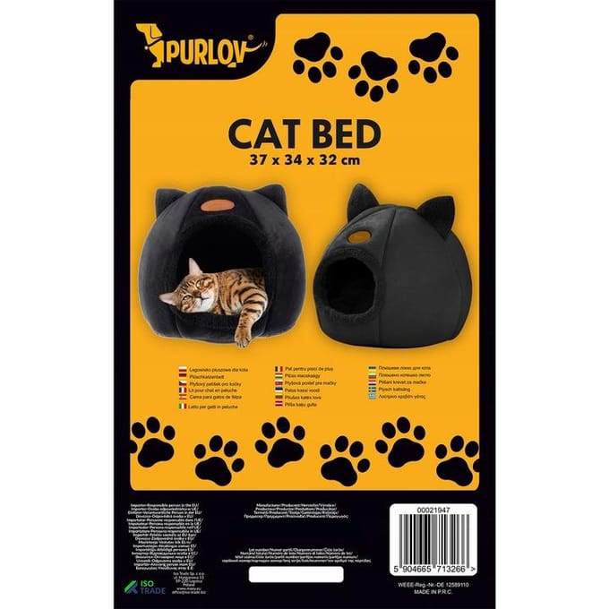 Purlov Plush Cat Bed - Luxe Huisje voor Jouw Kat