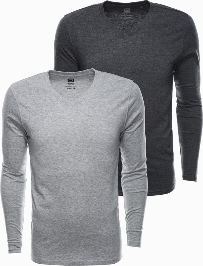 Heren effen longsleeve - mix 2-pack V1 Z41