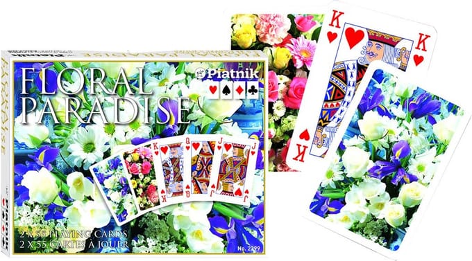 Piatnik Bloem Paradijs Blauw Speelkaarten - Dubbeldekker