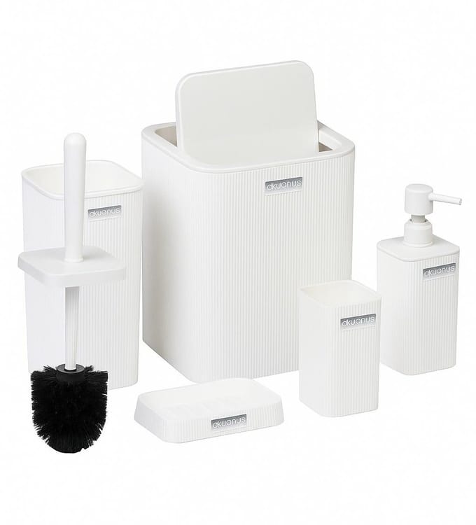HowHomely Kely Square - Badkameraccessoireset - 5-delig - Wit