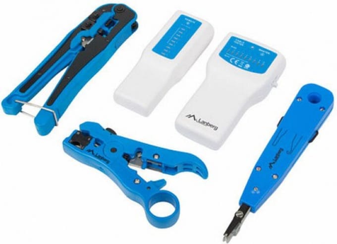 Lanberg NT-0302 Network Toolkit RJ45 RJ11 Cable Tester - Crimping Stripping LSA-Insertion Tool